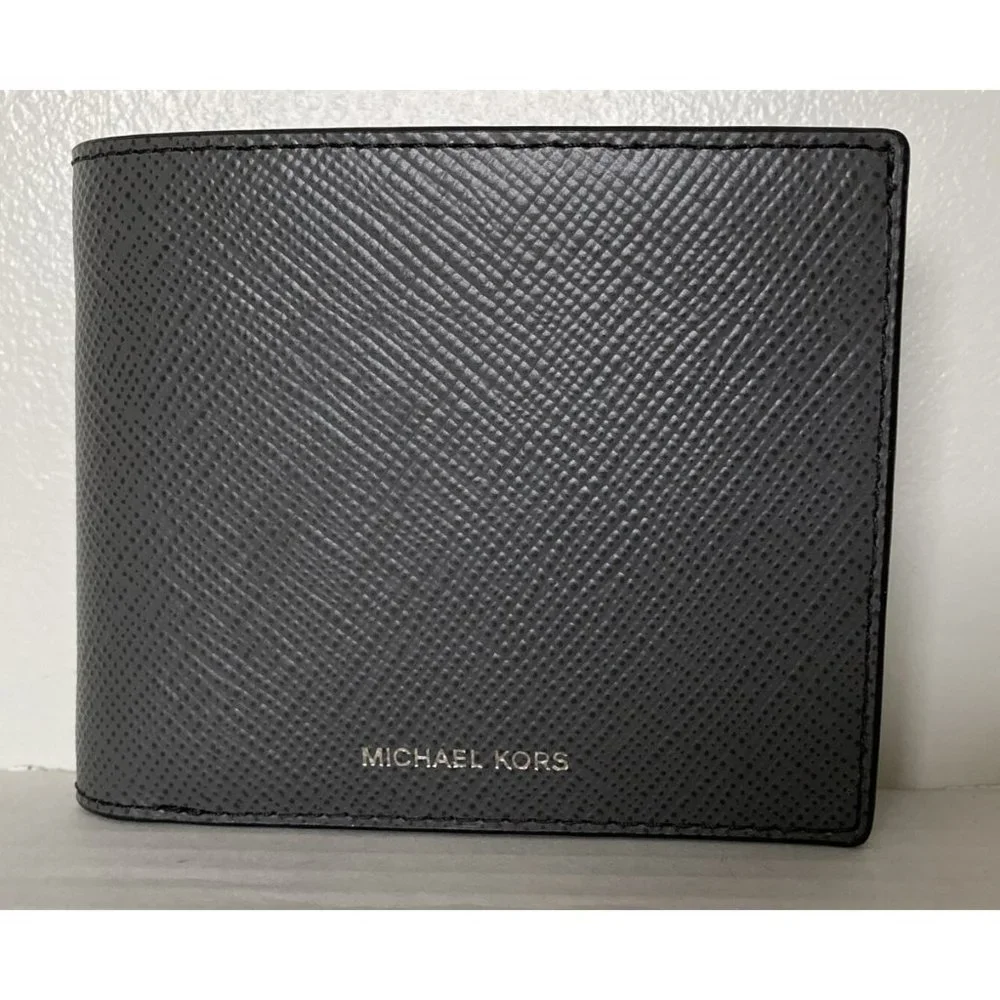 New Michael Kors Harrison Men's Slim Billfold wallet Leather Greyhound